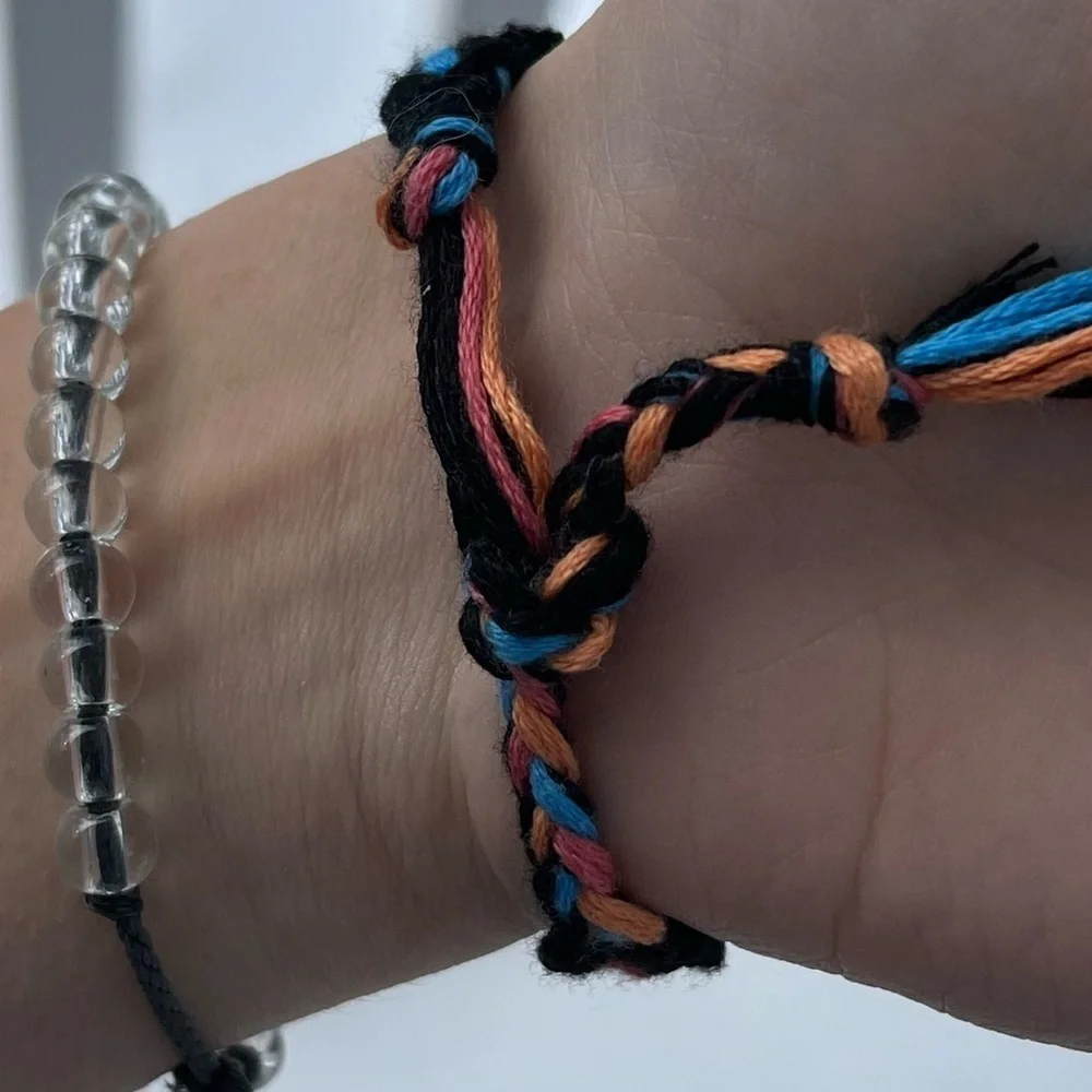 Tie on handmade heart bracelet